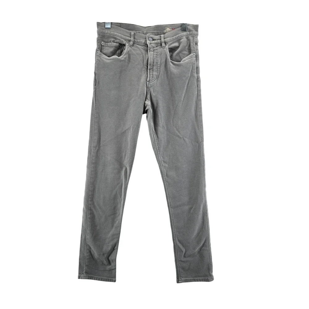 Faherty Brand Mens 5-Pocket Terry Pants Grey Straight Leg Stretch Size 31 x 30.5